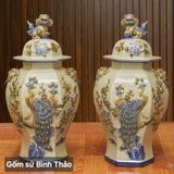  Choé lục giác Công Đào đắp nổi - Gốm sứ Bát Tràng chính hãng 