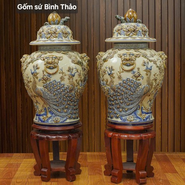  Chóe Công Đào đắp nổi - Gốm sứ Bát Tràng chính hãng 