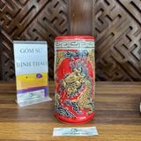  Ống hương rồng men đỏ họa tiết đắp nổi - Gốm sứ Bát Tràng chính hãng 