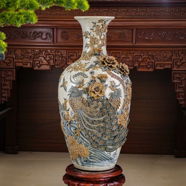  Bảo Bình Công Đào Kênh Đuôi 3D H90cm - Gốm sứ Bát Tràng cao cấp 