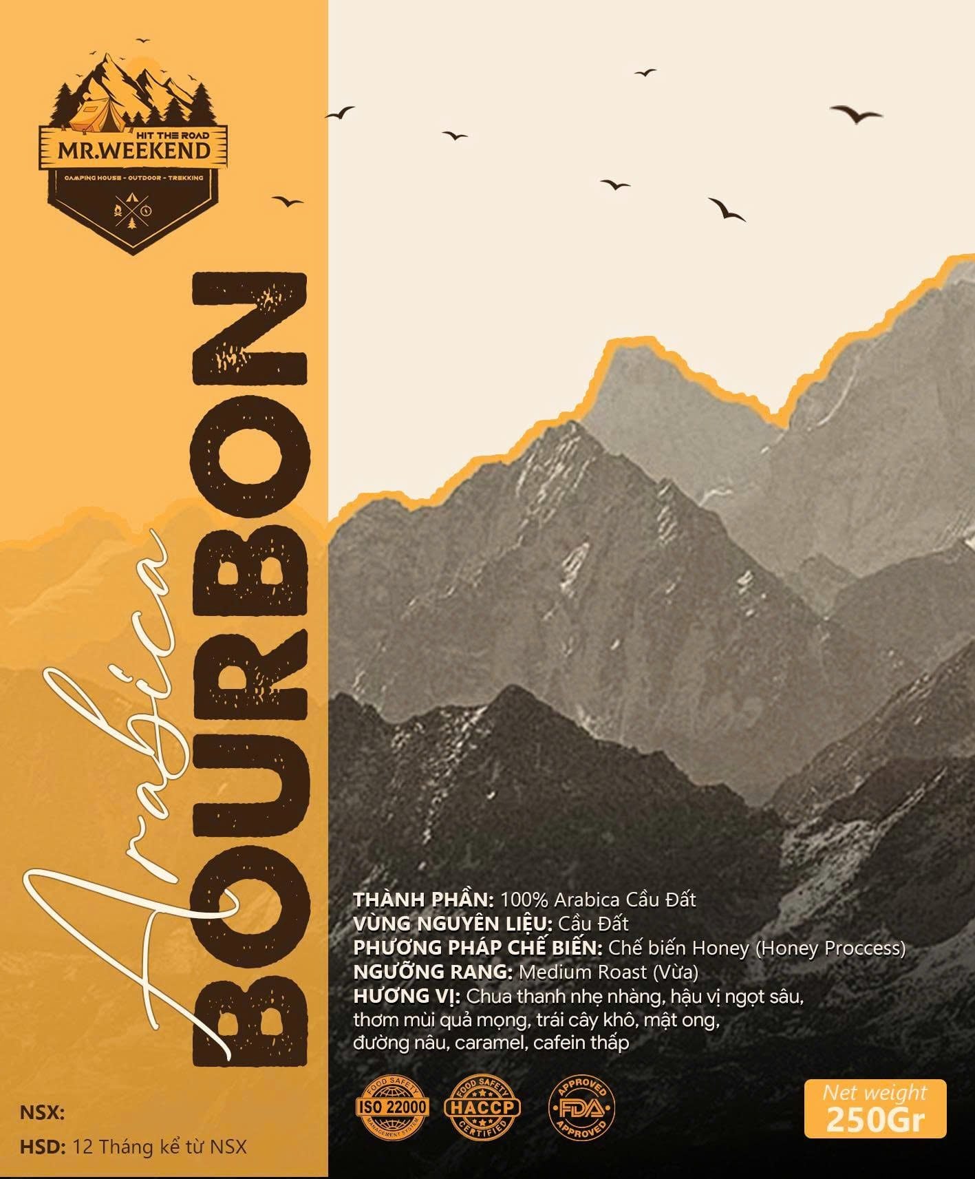Cà Phê Arabica Bourbon Caturra Cầu Đất [250g] - Chế Biến Honey