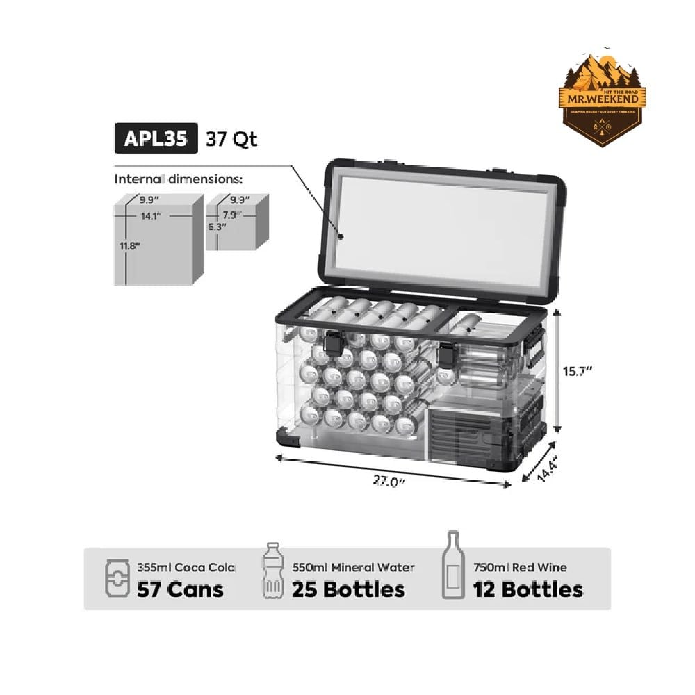 Tủ Lạnh Dã Ngoại Xe Hơi Vỏ Nhôm Đen ICECO APL35 Dual Zone (35L)