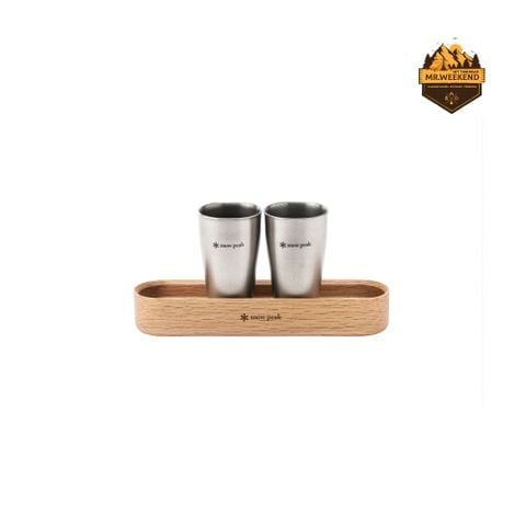 Bộ 2 Ly Titanium Shot Glass Duo Snow Peak FES-410 (Khay Gỗ)