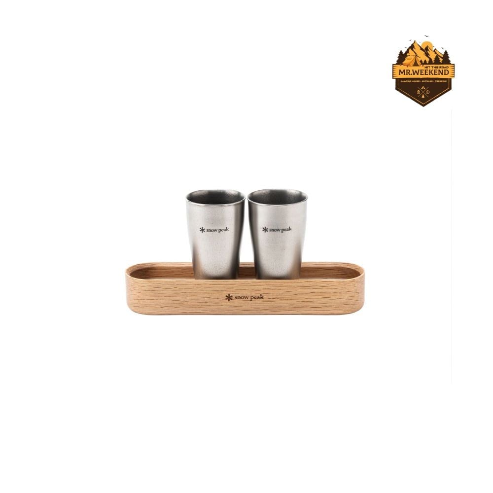 Bộ 2 Ly Titanium Shot Glass Duo Snow Peak FES-410 (Khay Gỗ)