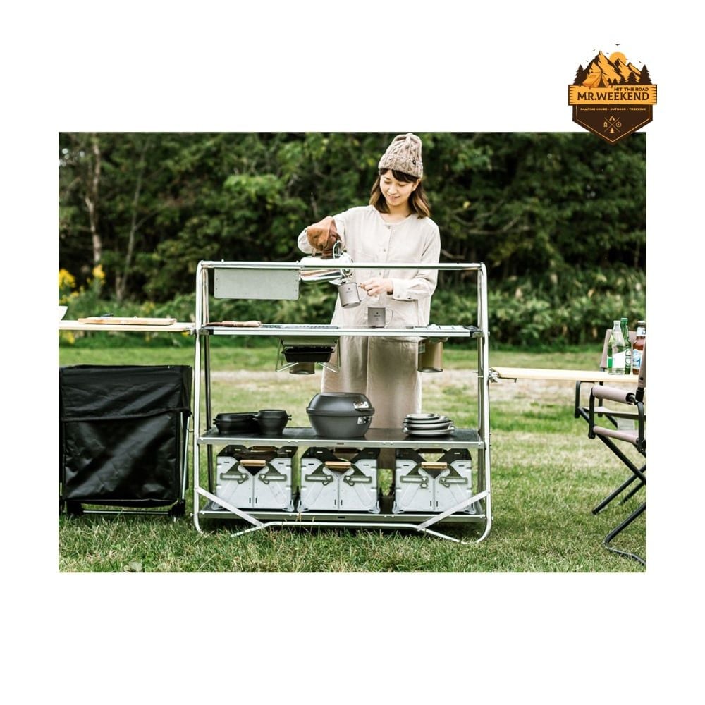 Bàn Bếp Dã Ngoại Inox Snow Peak Stainless Steel Kitchen Table (LV-310)