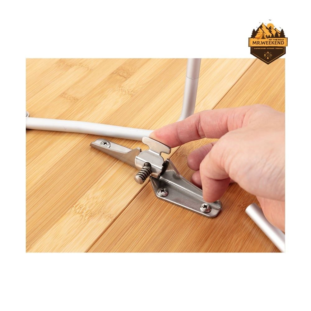Bàn Tròn Gỗ Tre Dã Ngoại Snow Peak One-Action Low Table M LV-071TR