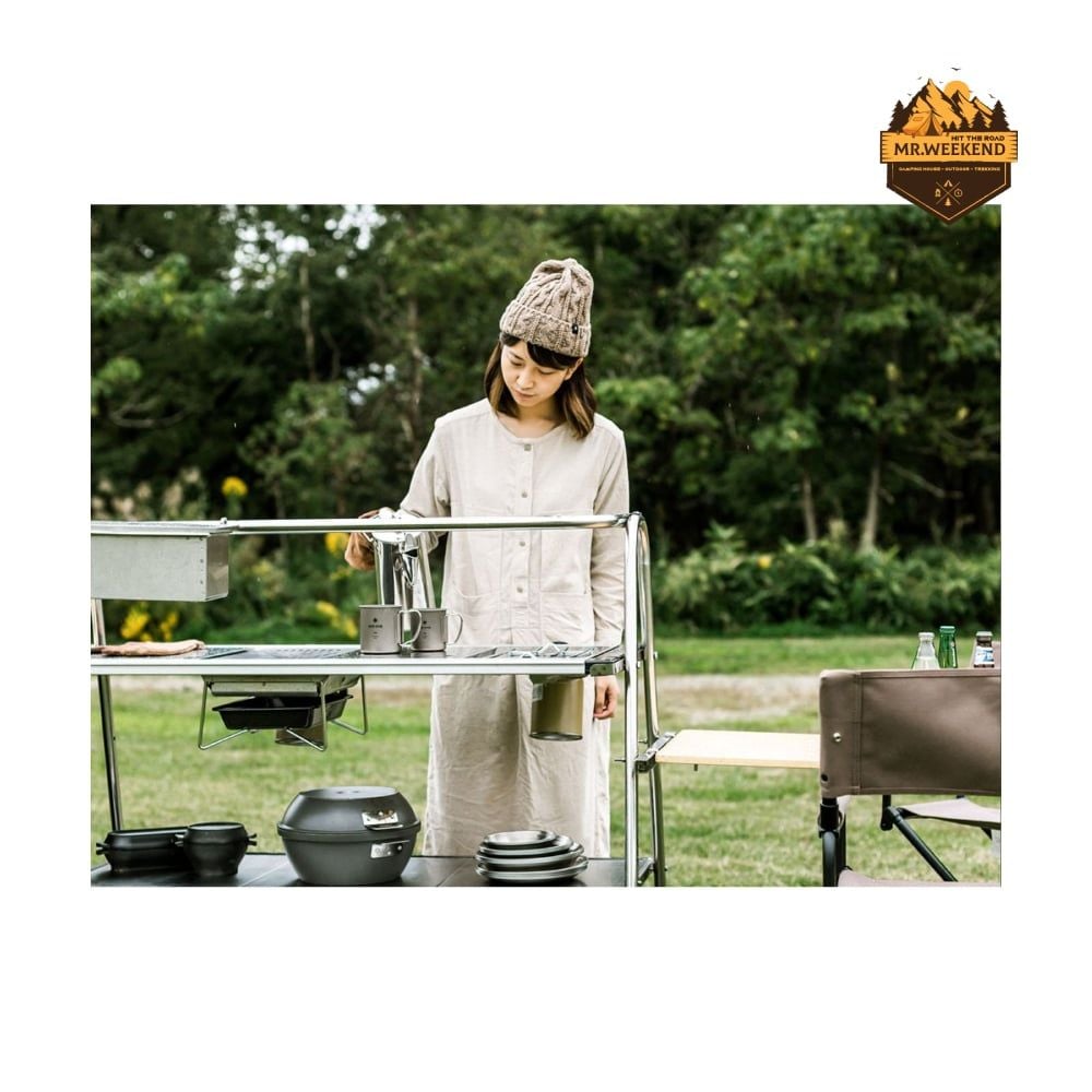 Bàn Bếp Dã Ngoại Inox Snow Peak Stainless Steel Kitchen Table (LV-310)