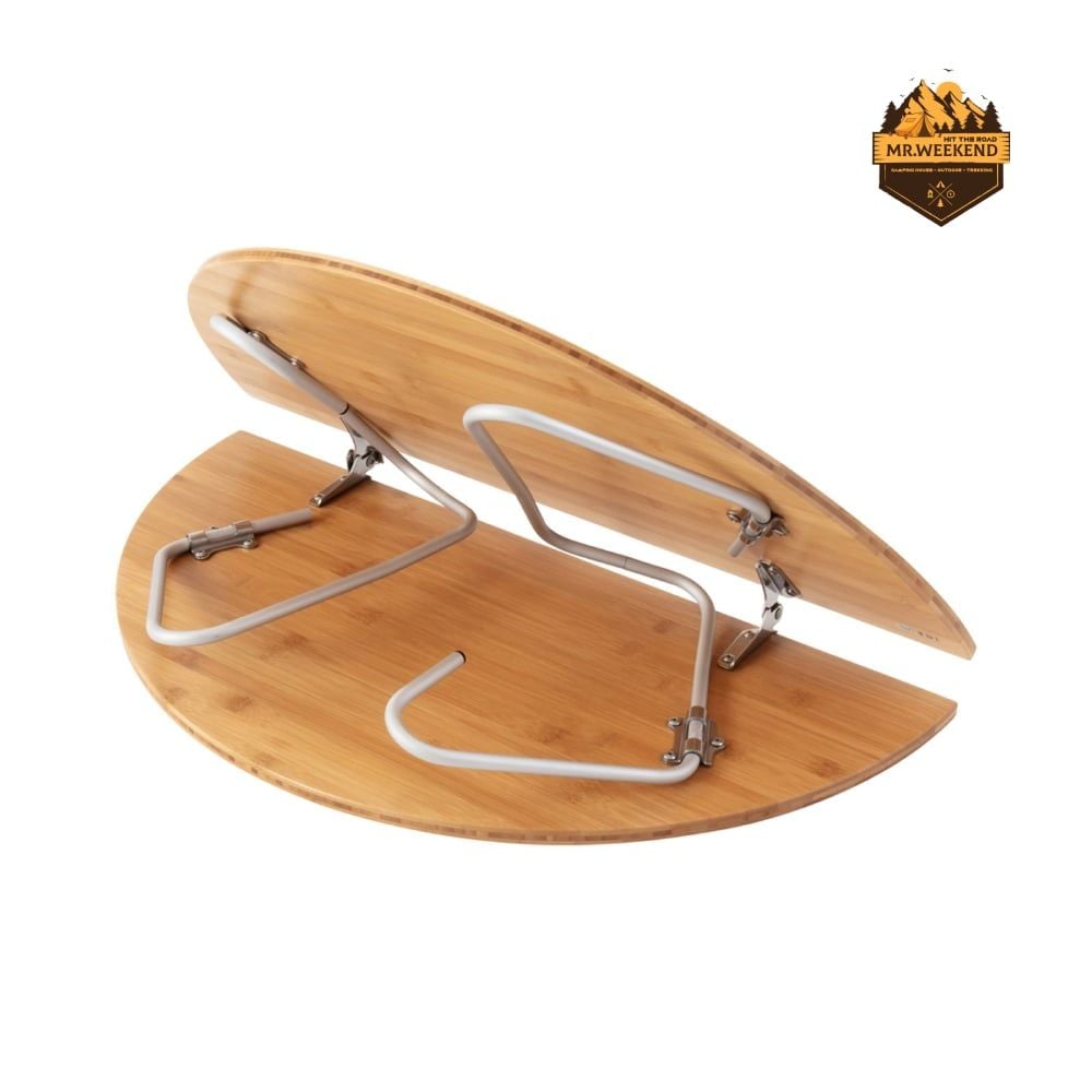 Bàn Tròn Gỗ Tre Dã Ngoại Snow Peak One-Action Low Table M LV-071TR