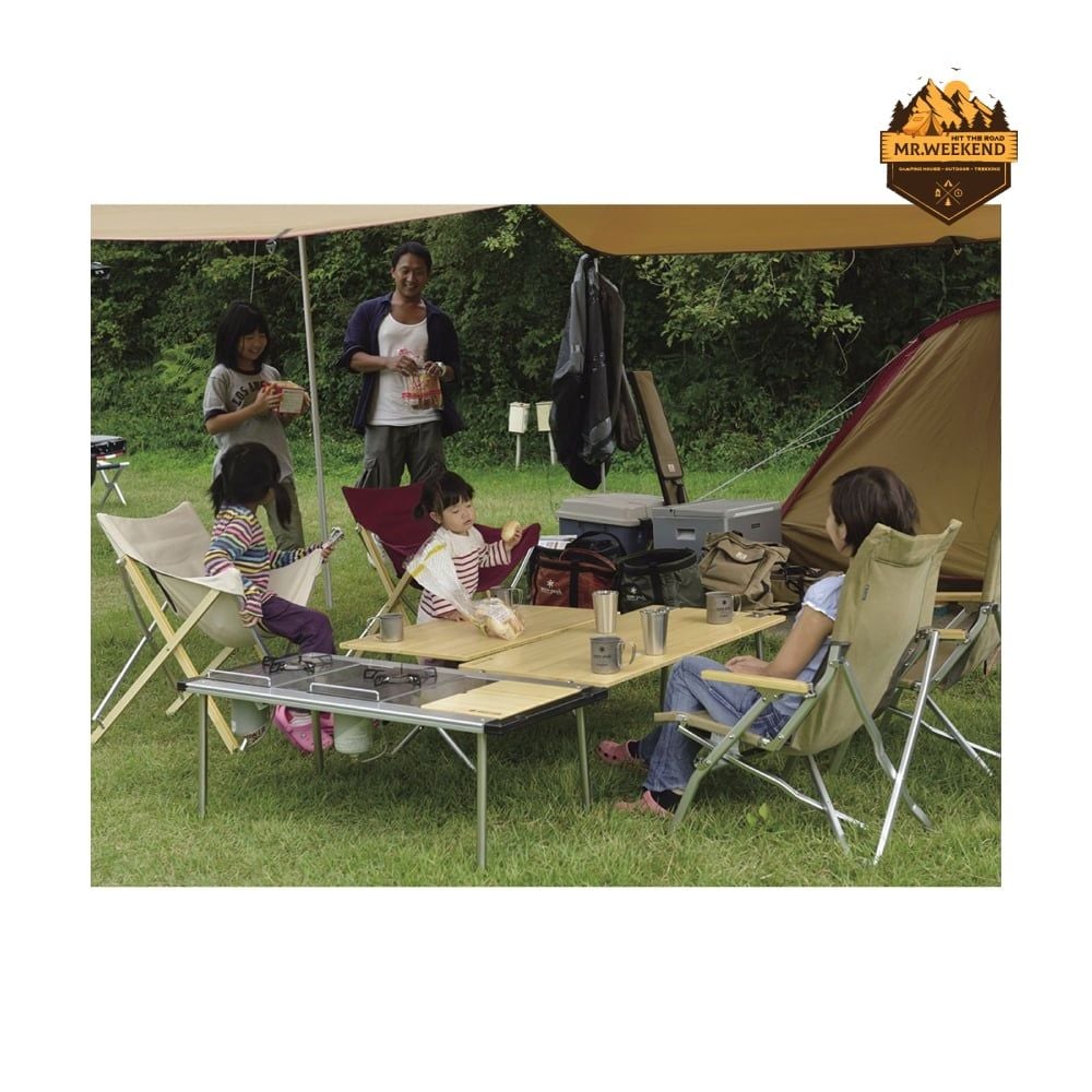 Bàn Dã Ngoại Xếp Gọn Snow Peak One-Action Low Table Bamboo (LV-100TR)