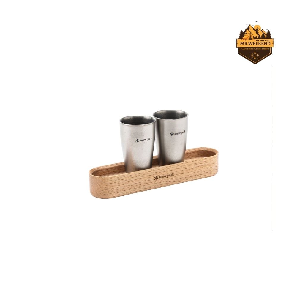 Bộ 2 Ly Titanium Shot Glass Duo Snow Peak FES-410 (Khay Gỗ)