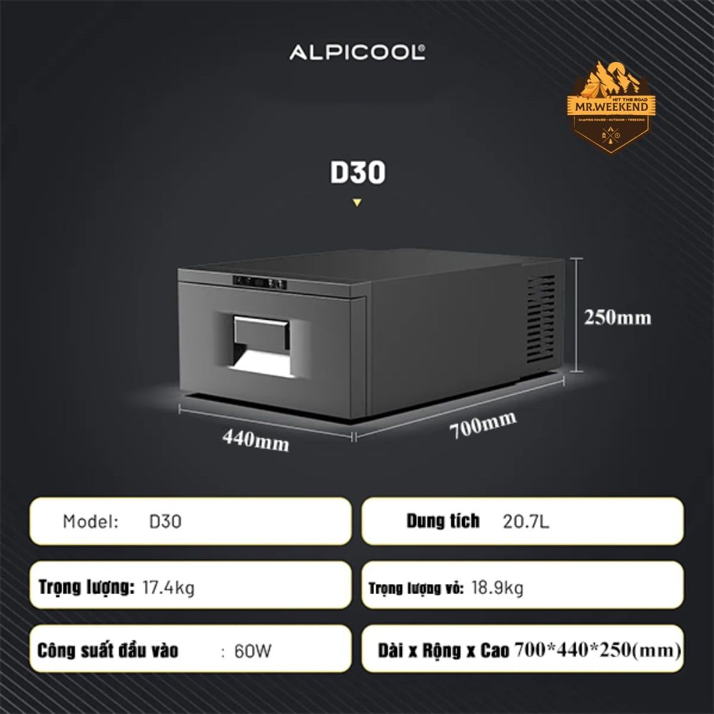 Tủ Lạnh Ô Tô Ngăn Kéo Alpicool D30 20L – Lắp Âm Tủ