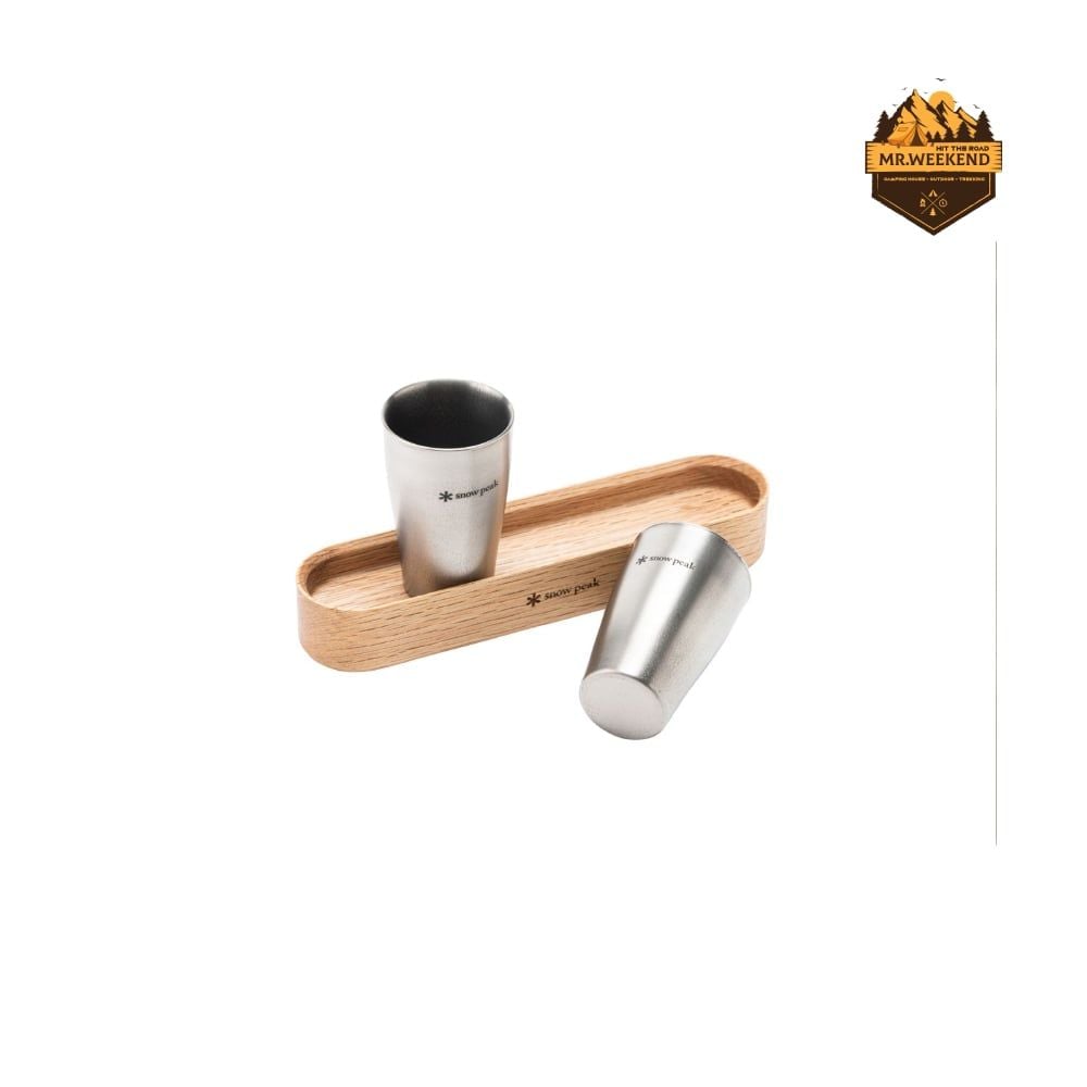 Bộ 2 Ly Titanium Shot Glass Duo Snow Peak FES-410 (Khay Gỗ)