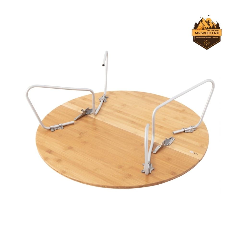 Bàn Tròn Gỗ Tre Dã Ngoại Snow Peak One-Action Low Table M LV-071TR