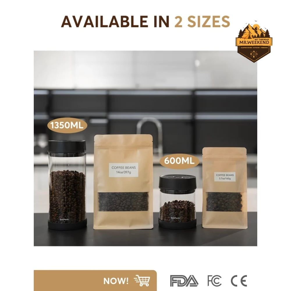 Hũ Hút Chân Không Cà Phê Thủy Tinh OutPeak 500g