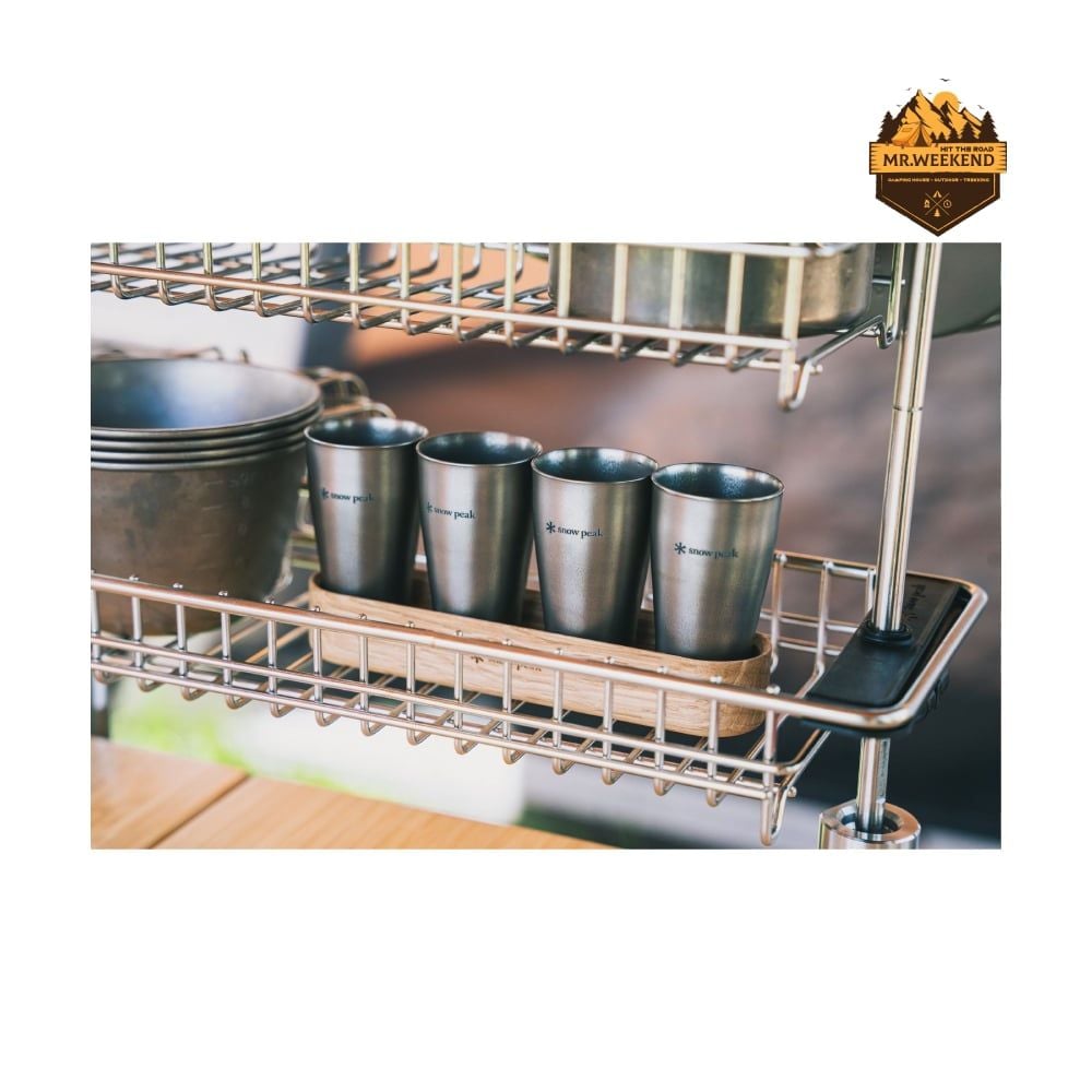 Bộ 2 Ly Titanium Shot Glass Duo Snow Peak FES-410 (Khay Gỗ)