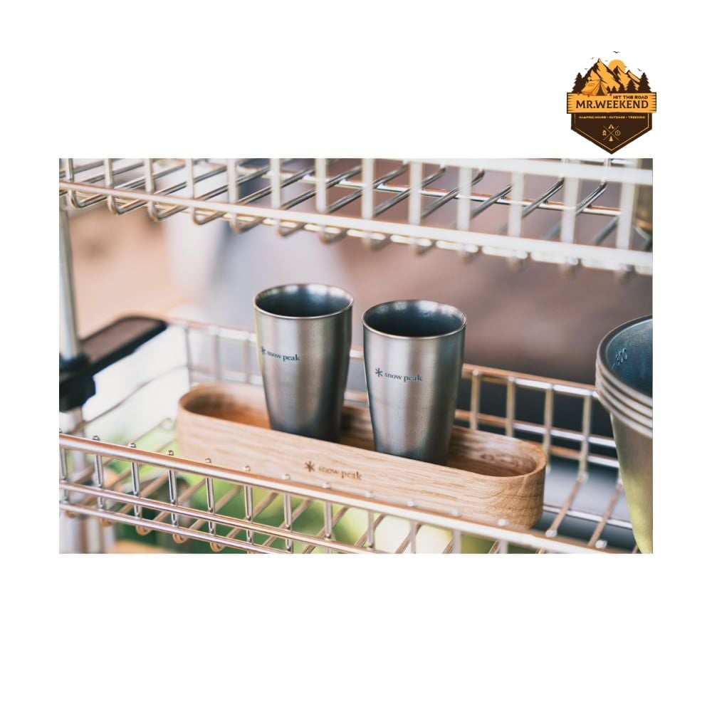 Bộ 2 Ly Titanium Shot Glass Duo Snow Peak FES-410 (Khay Gỗ)