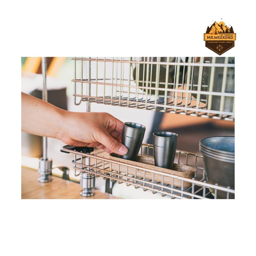 Bộ 2 Ly Titanium Shot Glass Duo Snow Peak FES-410 (Khay Gỗ)