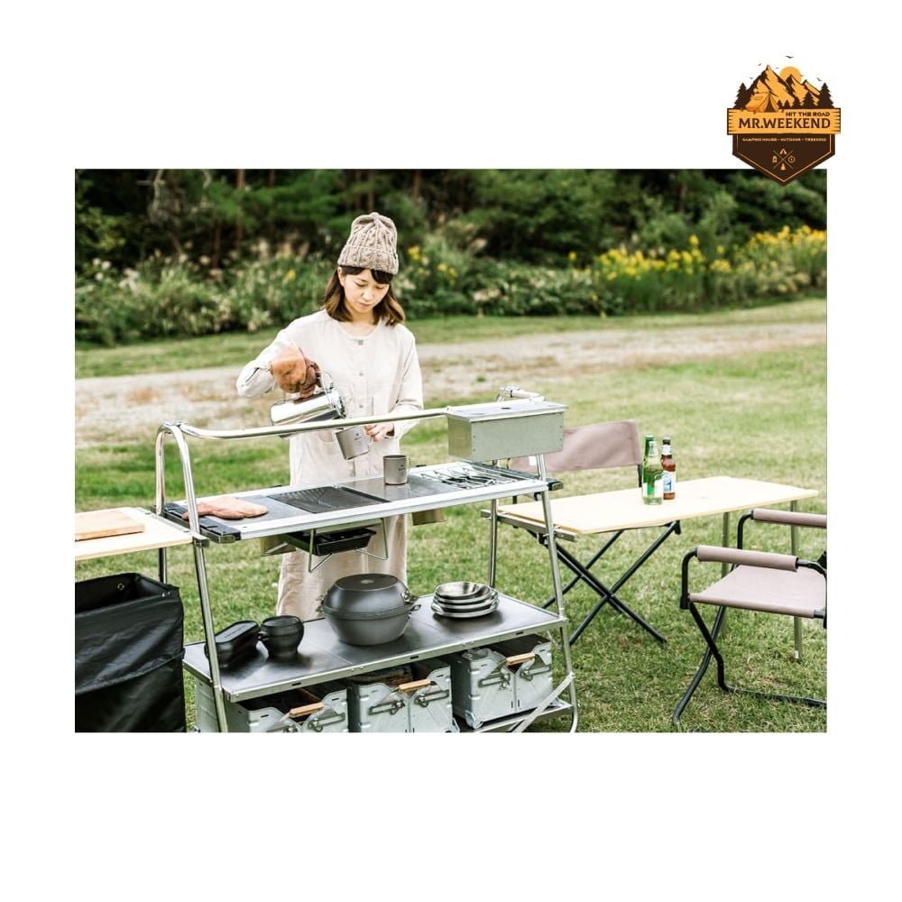 Bàn Bếp Dã Ngoại Inox Snow Peak Stainless Steel Kitchen Table (LV-310)