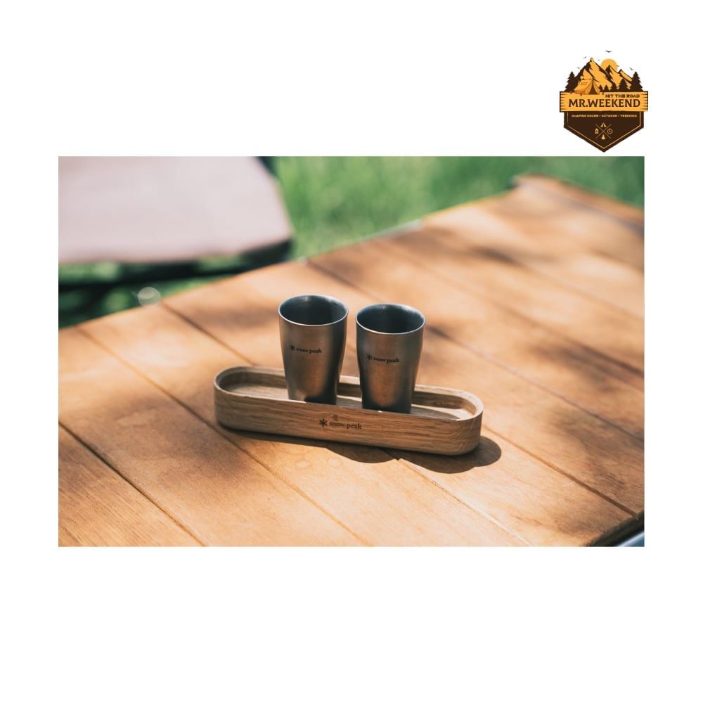 Bộ 2 Ly Titanium Shot Glass Duo Snow Peak FES-410 (Khay Gỗ)