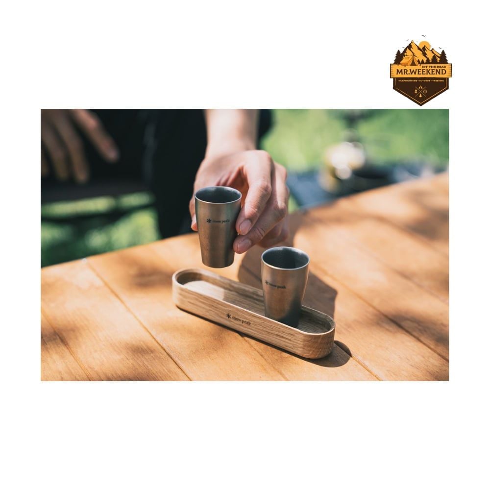 Bộ 2 Ly Titanium Shot Glass Duo Snow Peak FES-410 (Khay Gỗ)