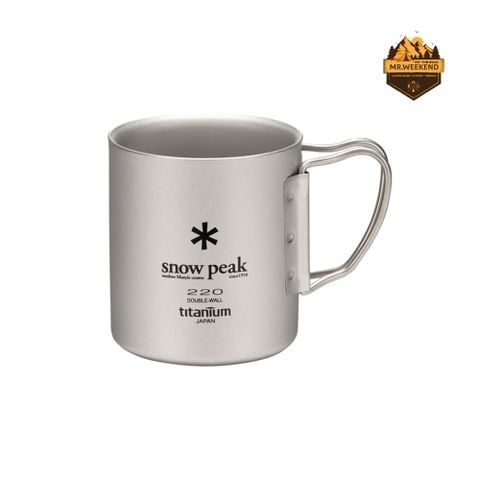 Ly Titanium 2 Lớp Snow Peak Titanium Double-Walled Mug 220ml Folding Handle (MG-051FHR)