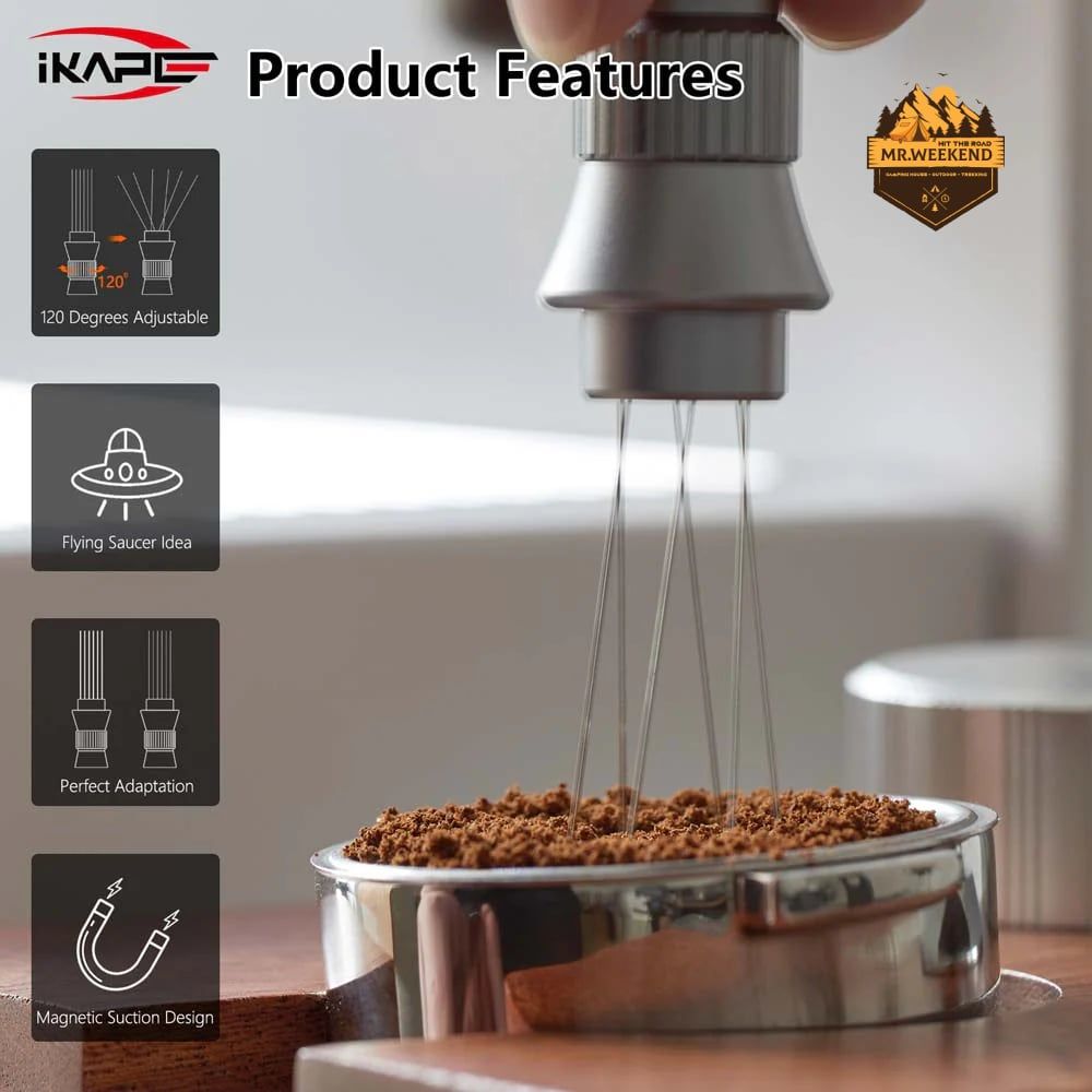 Dụng cụ khuấy bột cà phê IKAPE Espresso WDT Tools, Adjustable Espresso Stirrer for Barista, with Magnetic Stand
