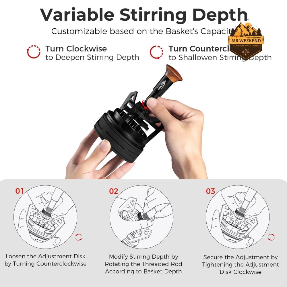 Dụng cụ khấy bột cà phê IKAPE V3 Espresso Rotary Springback WDT Distribution Tool