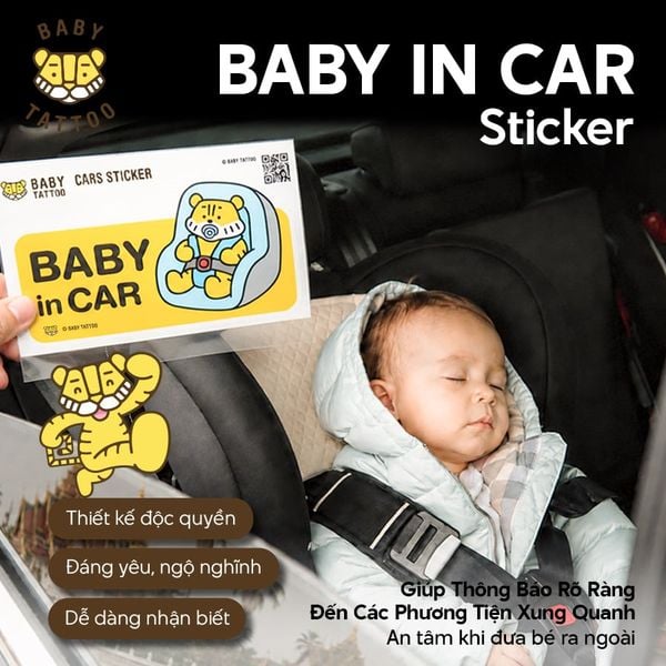  Sticker Trang Trí, Dán Xe Baby In Car, Kích Thước 13x7 cm 