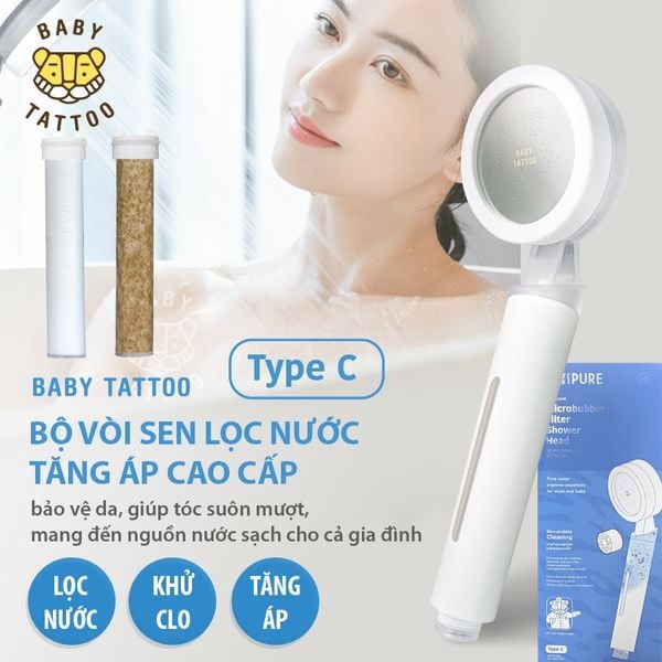  Bộ Vòi Sen Tắm Cao Cấp Vi Bọt Type C Lọc Nước, Khử Clo, Khử khuẩn 