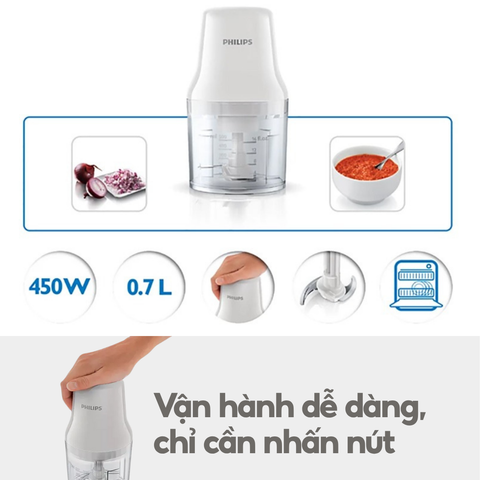 Máy xay thịt mini PHILIPS HR1393/00 Màu Trắng Công suất 450W