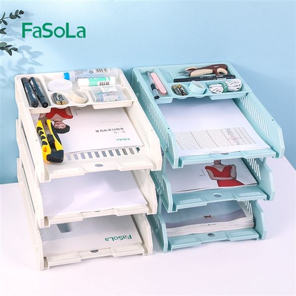 Giá đựng tài liệu hồ sơ 3 tầng kèm khay đựng văn phòng phẩm FSLDZ-285