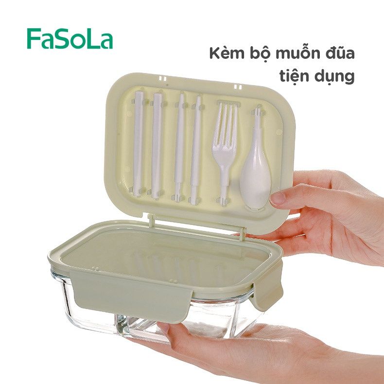 Hộp thủy tinh bảo quản thực phẩm 2 ngăn FSLSH-169