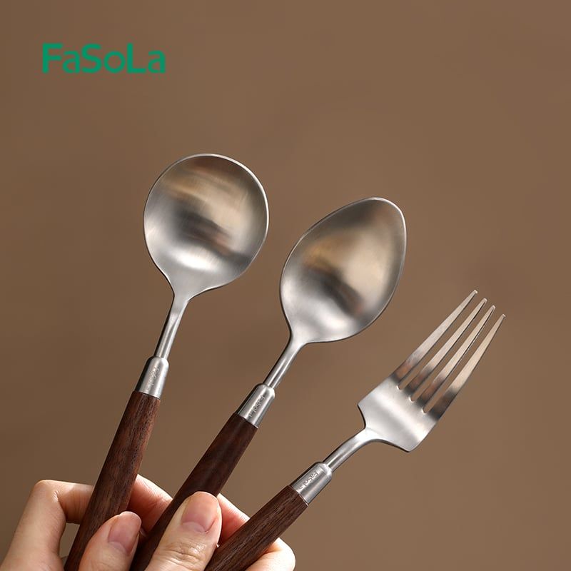 Dụng cụ bàn ăn inox cán gỗ phong cách cổ điển FSLSH-409