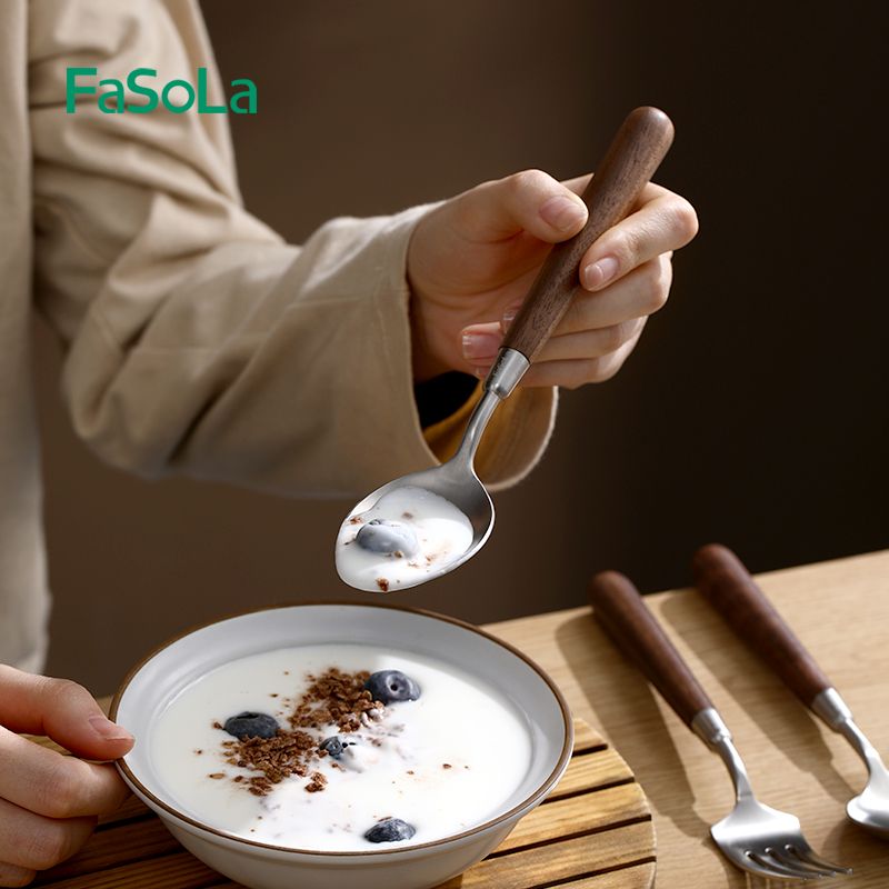 Dụng cụ bàn ăn inox cán gỗ phong cách cổ điển FSLSH-409