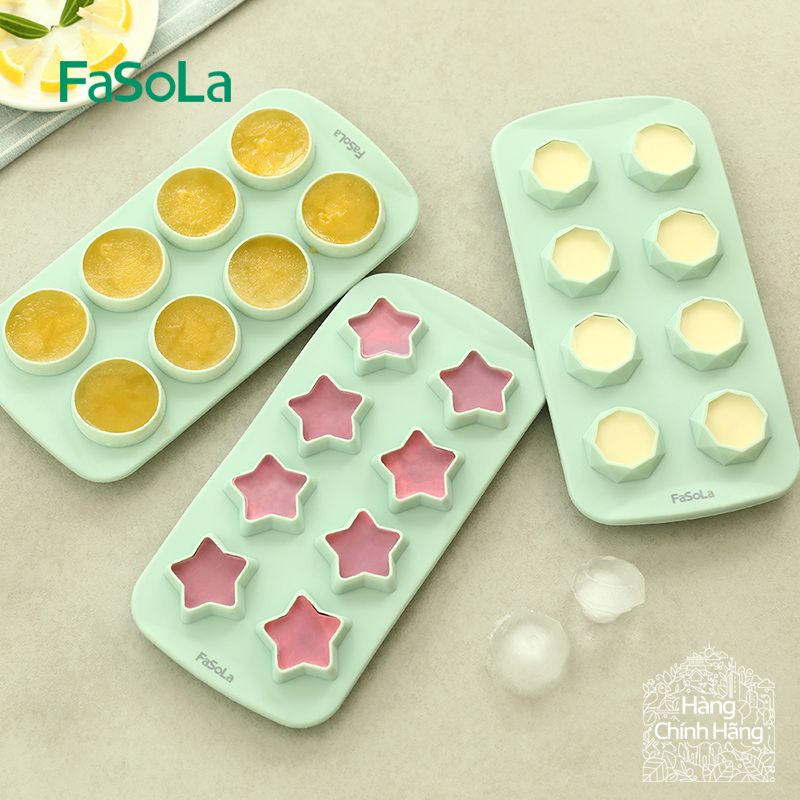 Khay làm đá, chocolate hình kim cương ngôi sao silicone 8 viên Fasola FSLJY-305