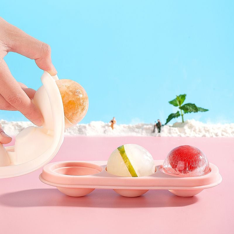 Khay làm đá, trà, kem trái cây 3 viên tròn silicone Fasola FSLYL-006