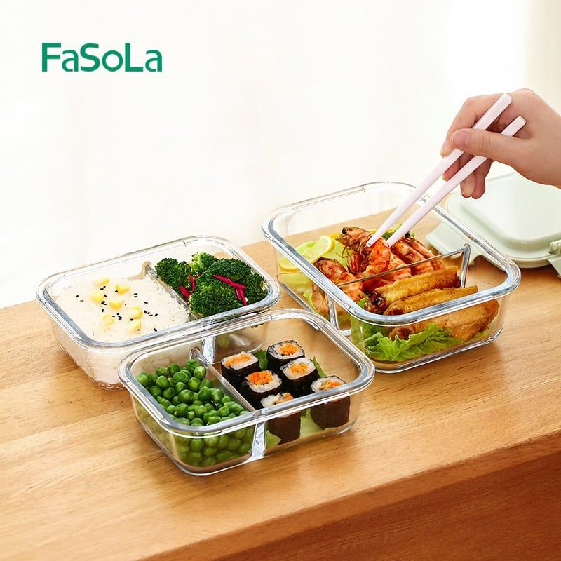 Hộp thủy tinh bảo quản thực phẩm 2 ngăn FSLSH-169
