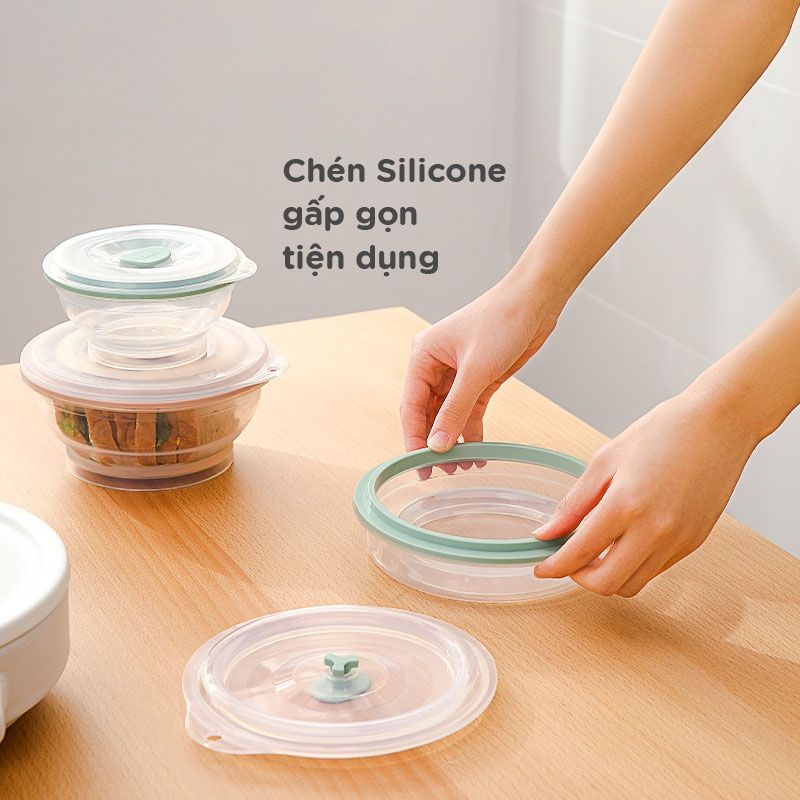 Tô sillicone gấp gọn cách nhiệt dùng được trong lò vi sóng FSLSH-195