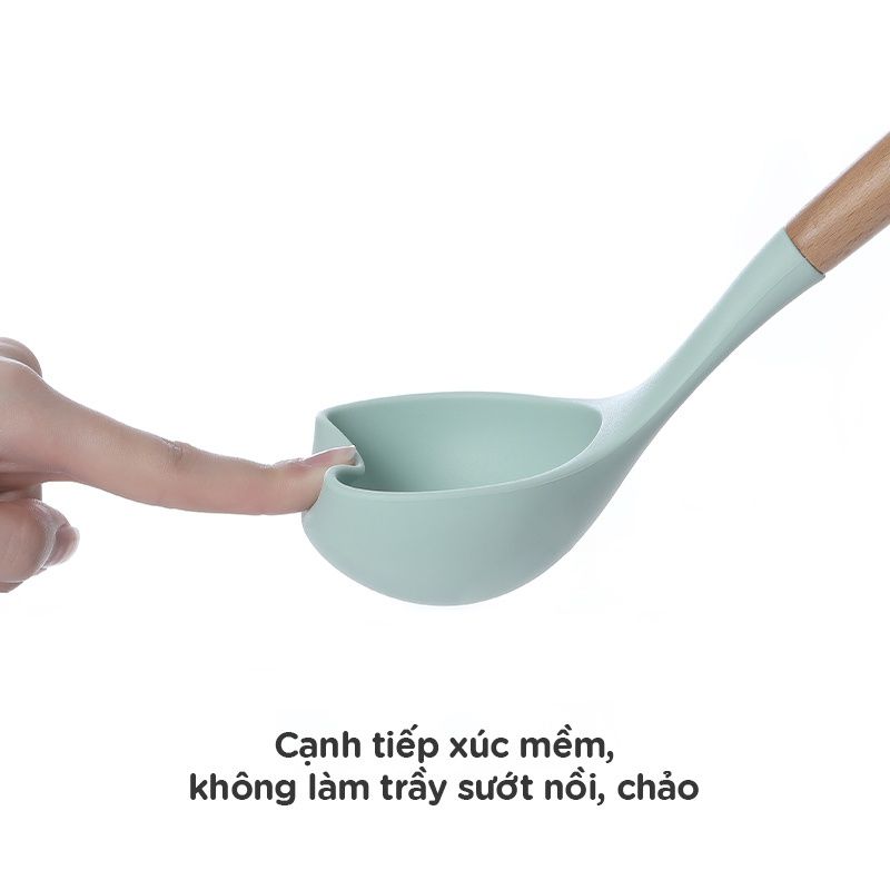 Bộ đồ dùng nấu Silicon ăn tay cầm gỗ FSLSH-121