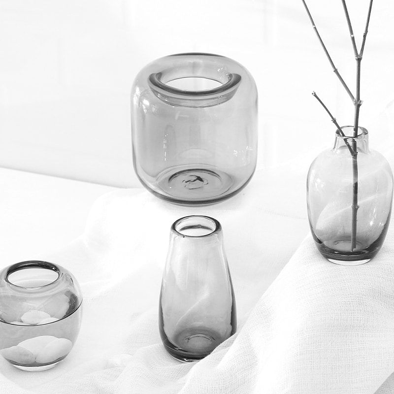 [FaSoLa] Bình thủy tinh thủ công Yên Vũ Sa Châu màu xám khói FSLFL-159