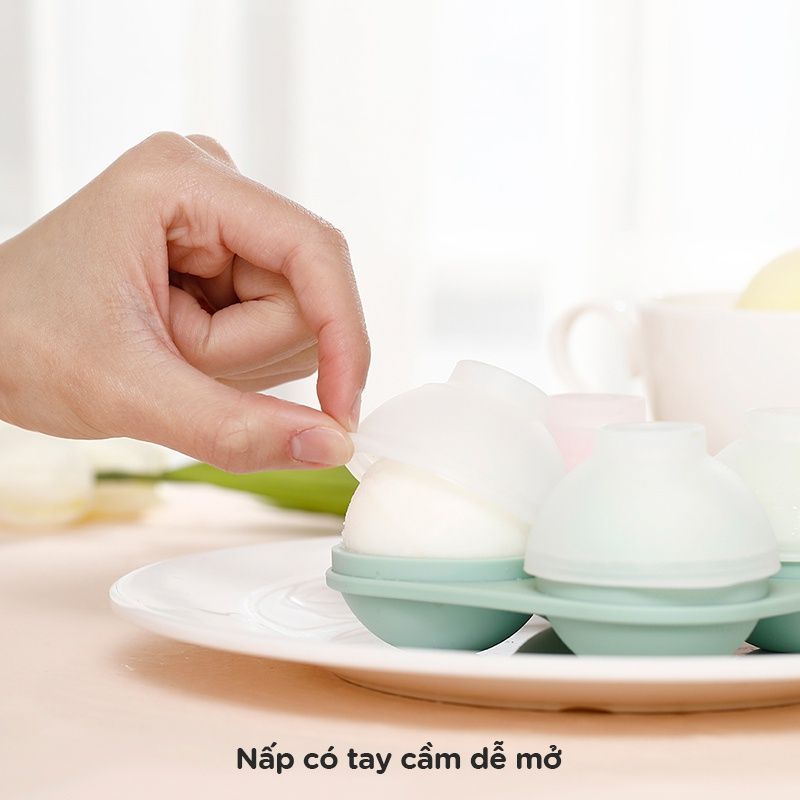 Khay đá tròn silicon có nắp (4 viên) FSLJJ-117