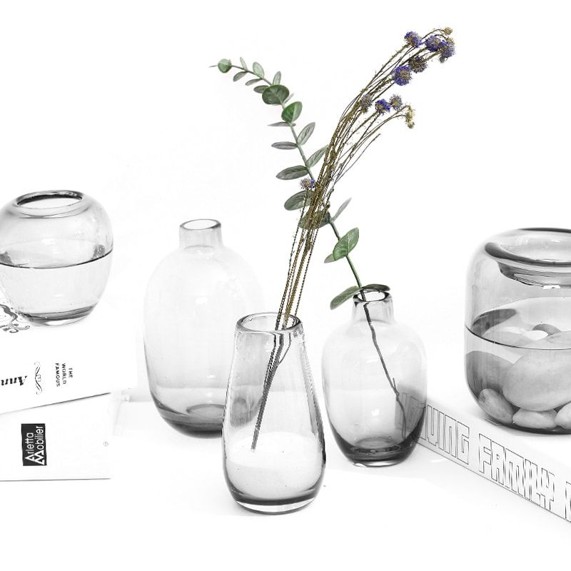 [FaSoLa] Bình thủy tinh thủ công Yên Vũ Sa Châu màu xám khói FSLFL-159