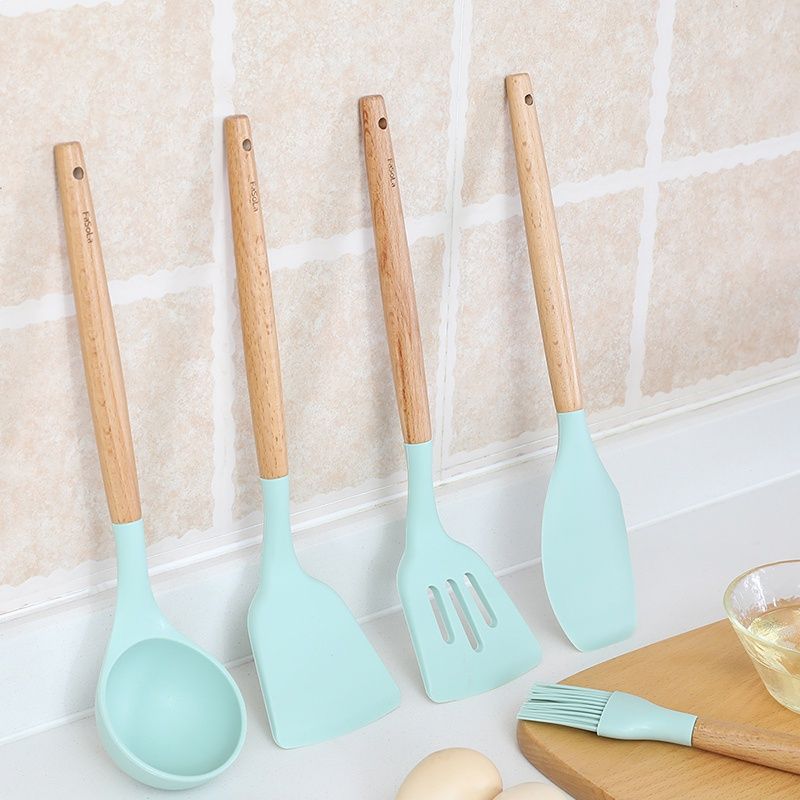 Bộ đồ dùng nấu Silicon ăn tay cầm gỗ FSLSH-121