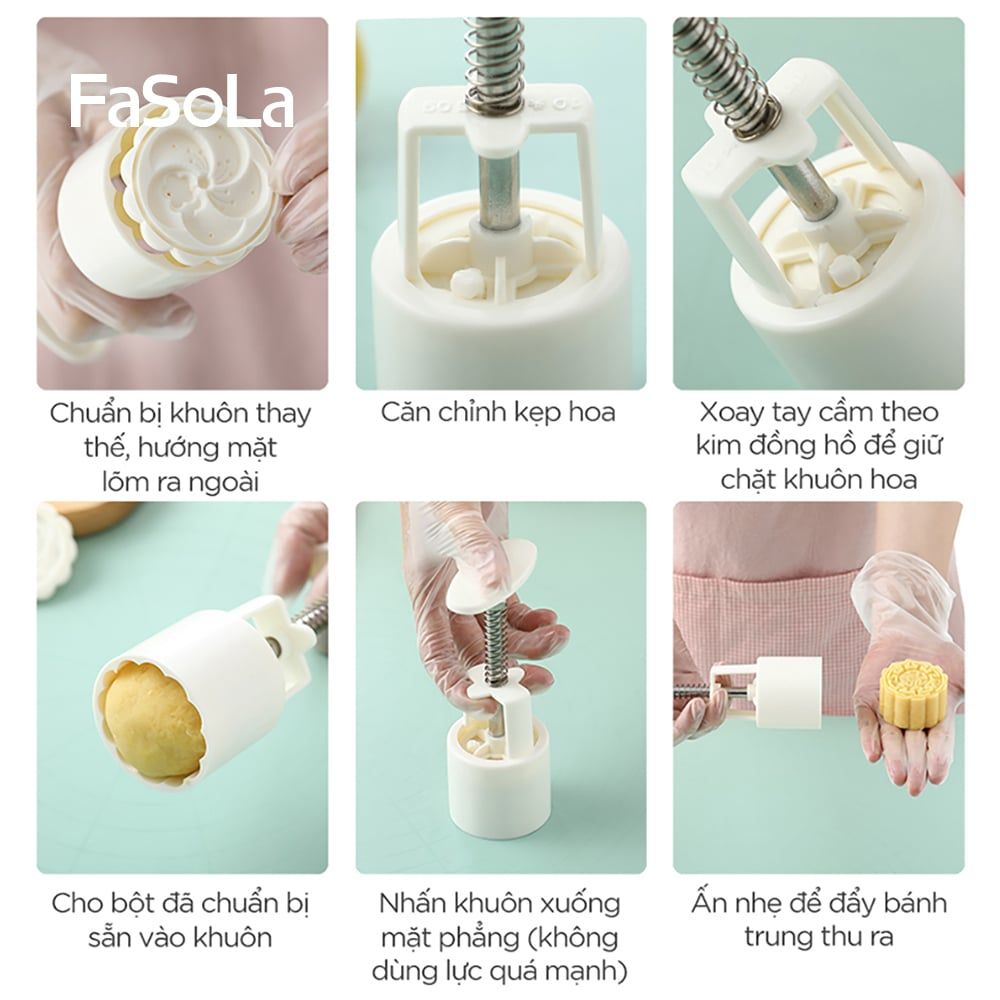 Khuôn bánh trung thu lò xo 4 mặt tròn FSLDZ-229C