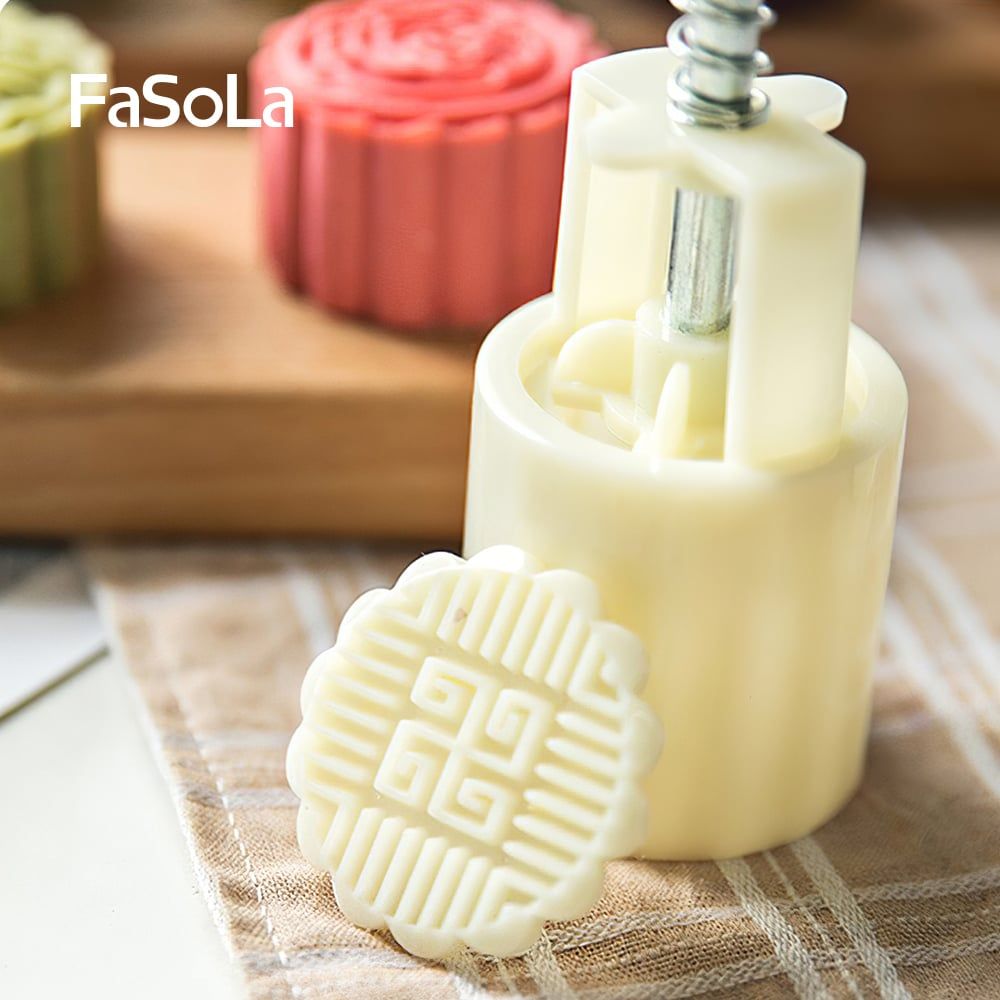 Khuôn bánh trung thu lò xo 4 mặt tròn FSLDZ-229C