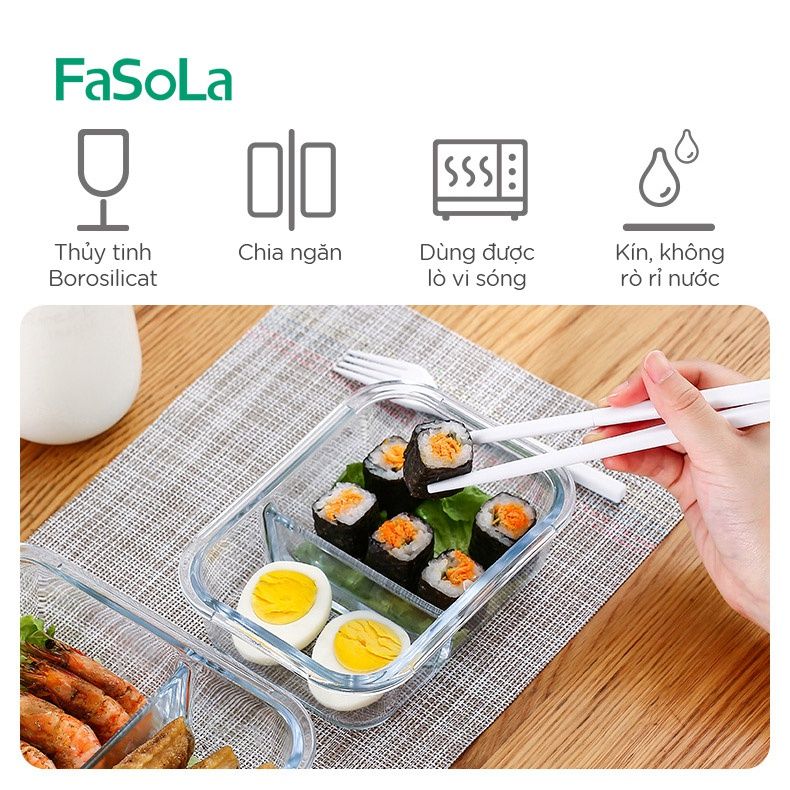 Hộp thủy tinh bảo quản thực phẩm 2 ngăn FSLSH-169