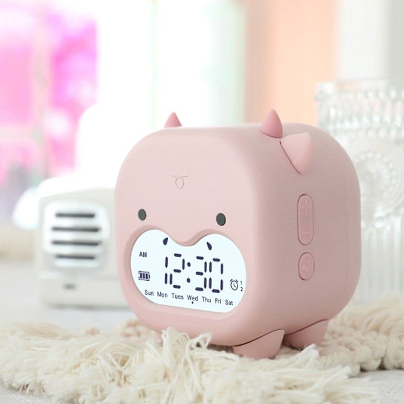 Đồng hồ báo thức hình bò ngố Dada hồng phấn FSLDZ-504