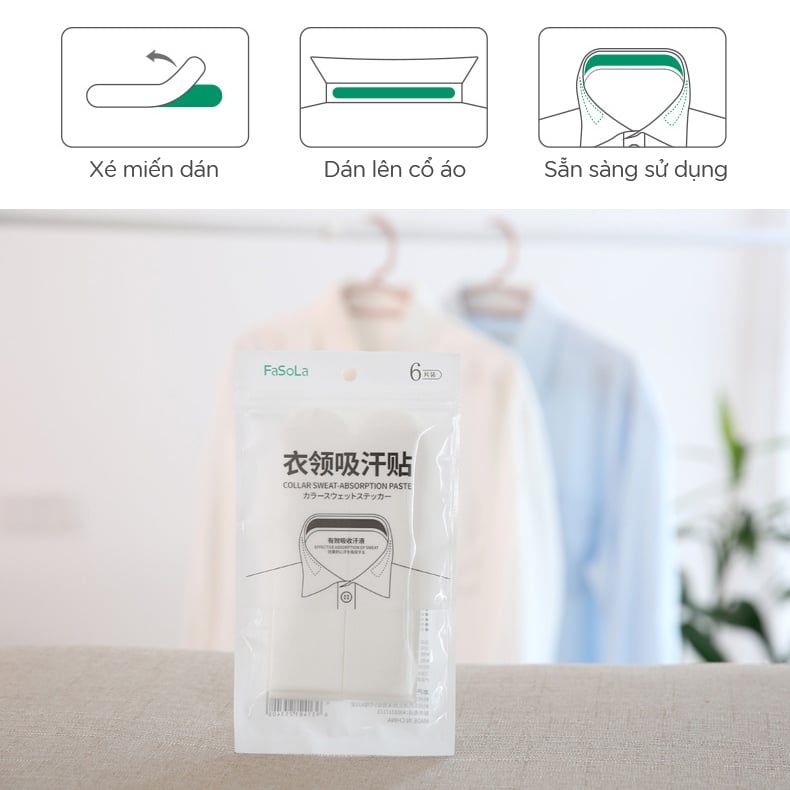 Miếng dán hút mồ hôi bảo vệ cổ áo (6 Miếng) FSLJY-085