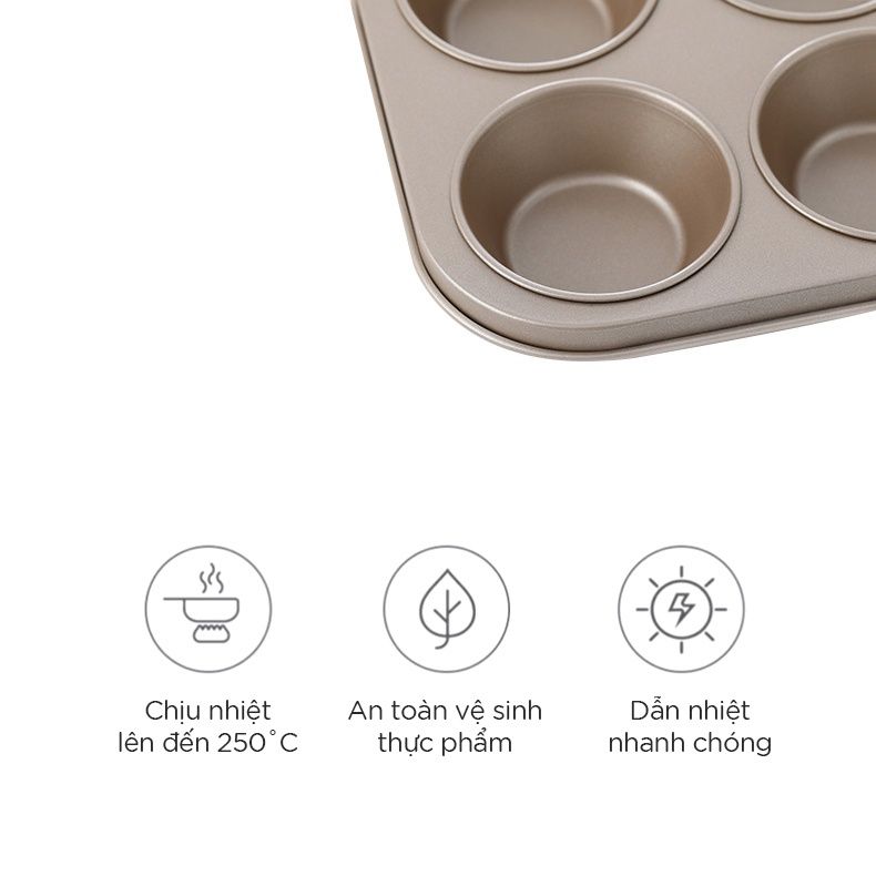 Khuôn nướng bánh cupcake muffin (6 ô tròn) FSLDZ-223
