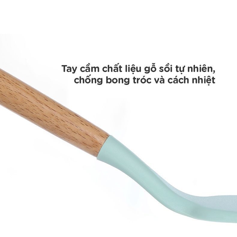 Bộ đồ dùng nấu Silicon ăn tay cầm gỗ FSLSH-121